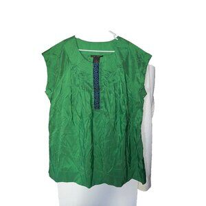 Mark Zunino womans plus size 3X tunic dress green blue short sleeve pleated boho